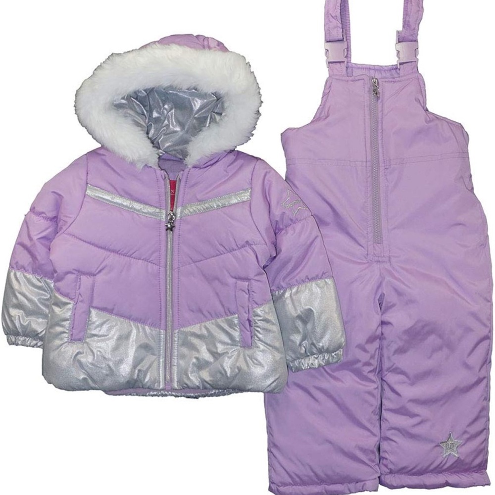 LONDON FOG girls Snowsuit With Snowbib and Puffer Jacket